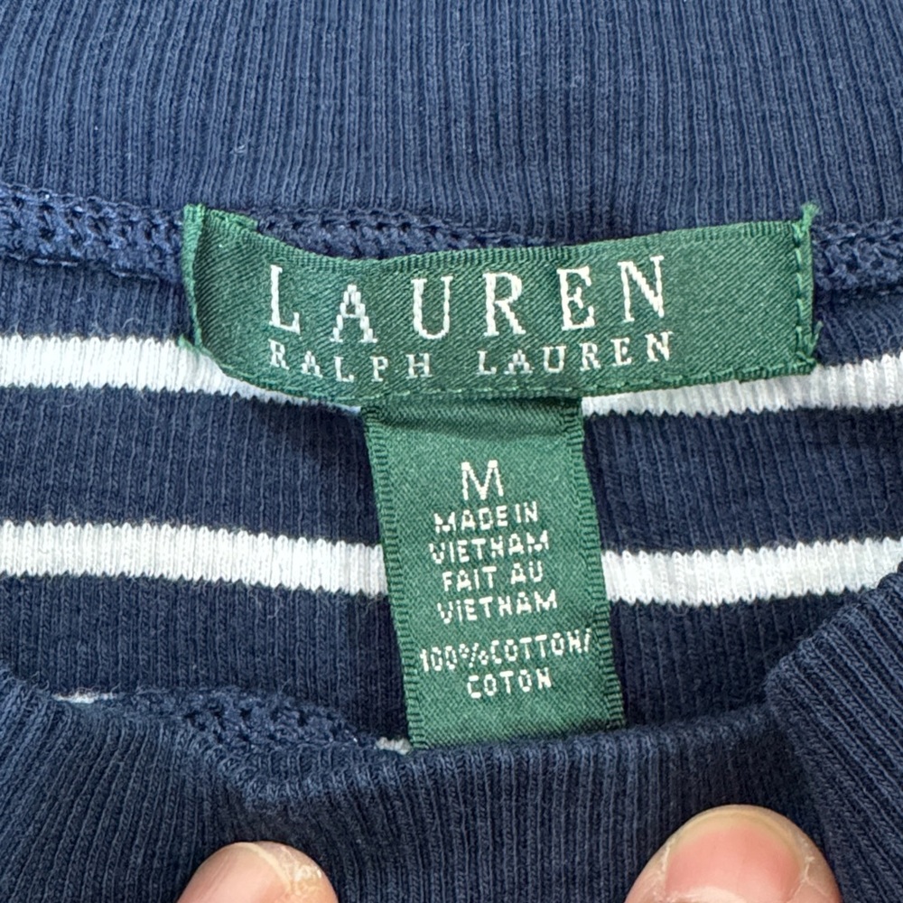 Lauren Ralph Lauren Navy Striped and Blue Tops size M and size S - Picture 3 of 14